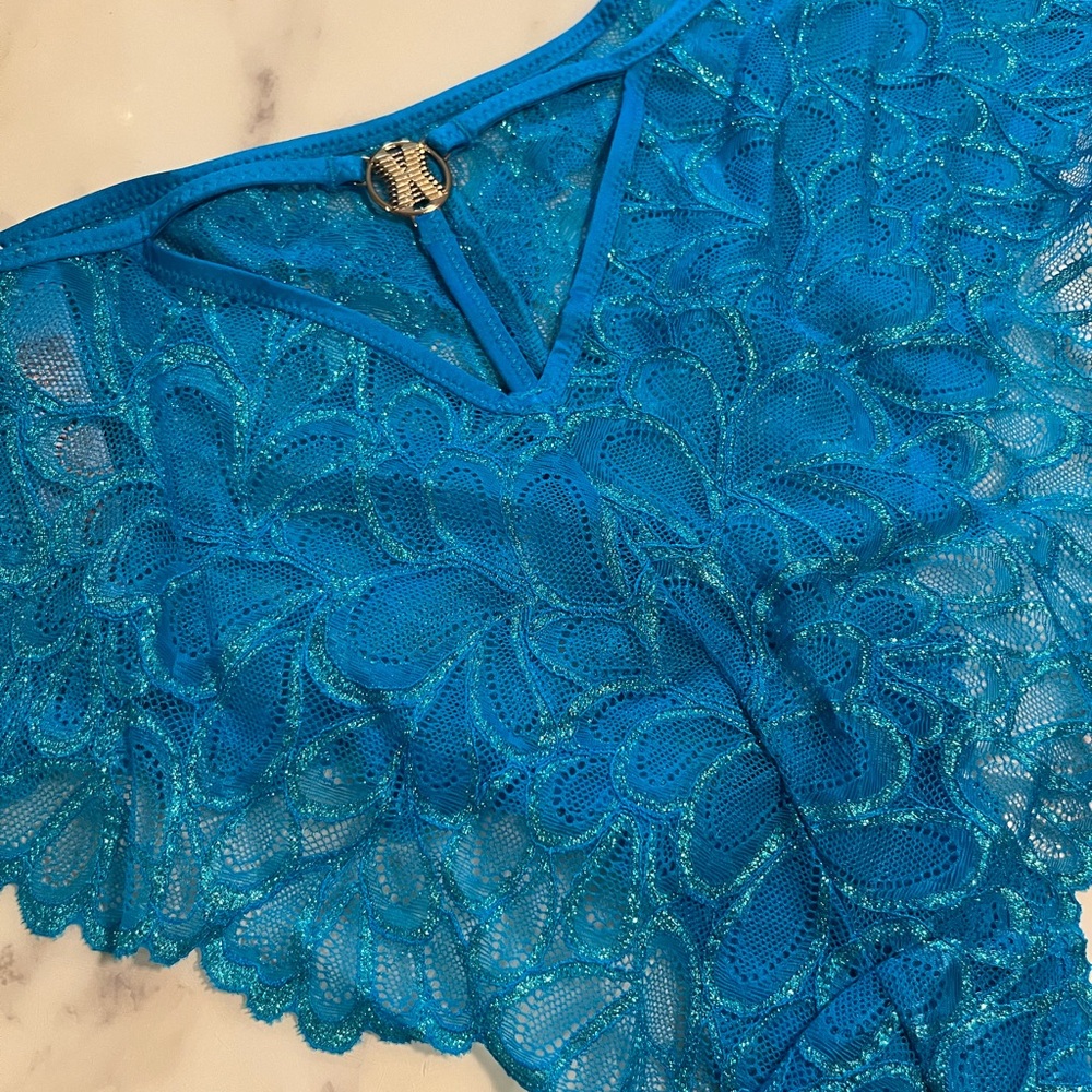 Savage X Fenty Lace Cheeky in Blue 2X